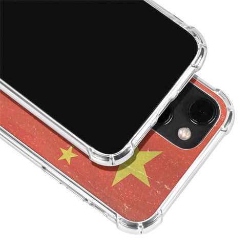 Chinese Flag Distressed iPhone 14 Clear Case